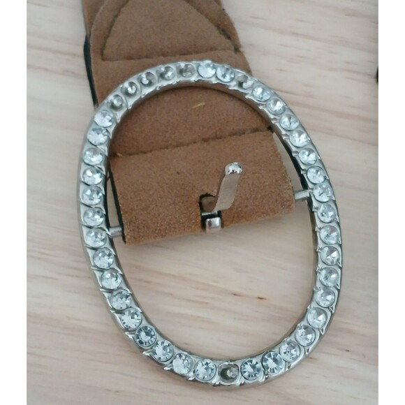 Women's Braided Belt with Rhinestones Size 9 Faux Leather Look with Flaws Size 9 - Picture 6 of 12